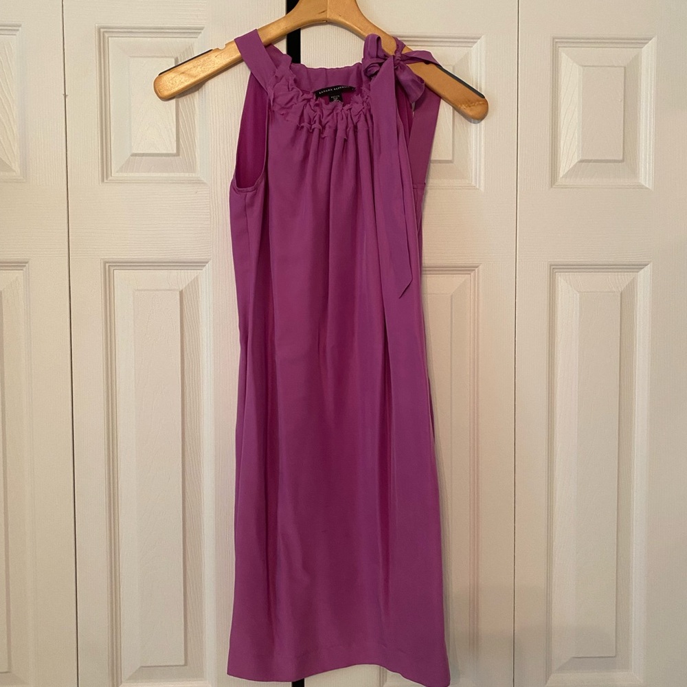 Banana Republic Silk Purple Sleeveless Mini Dress with Neck Tie